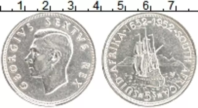 Монета 5 шиллингов Южно Африканской Республики 1952 года Серебро Георг VI