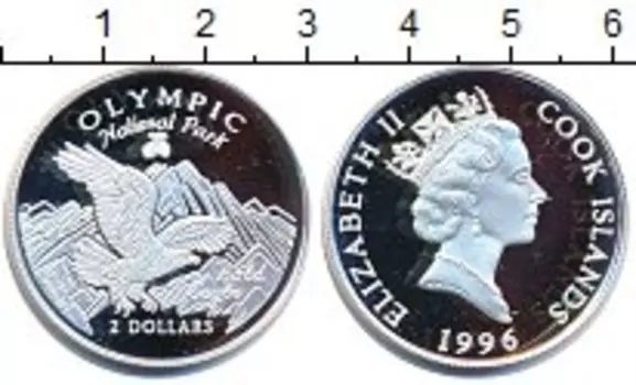 Монета 2 доллара Островов Кука 1996 года Серебро Елизавета II