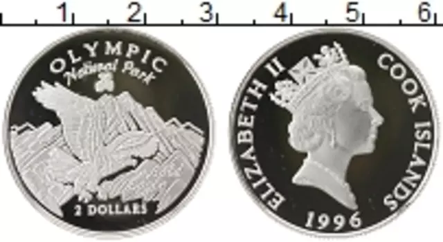 Монета 2 доллара Островов Кука 1996 года Серебро Елизавета II