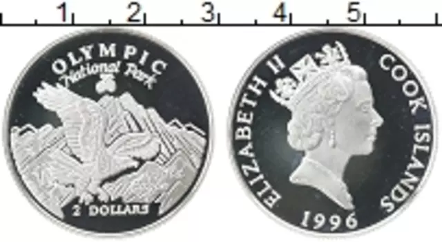 Монета 2 доллара Островов Кука 1996 года Серебро Елизавета II