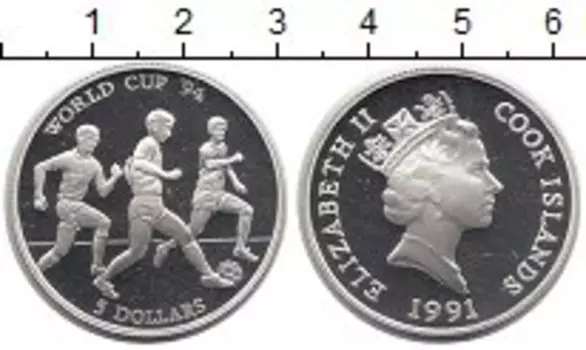 Монета 5 долларов Островов Кука 1991 года Серебро Елизавета II