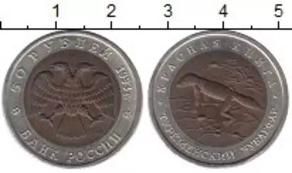 Монета 50 рублей России 1993 года Биметалл Туркменский зублефар