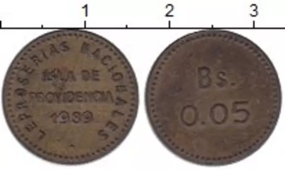 Монета 5 сентаво Венесуэлы 1939 года Латунь Лепрозорий