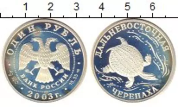 Монета рубль России 2003 года Серебро Дальневосточная черепаха