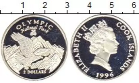 Монета 2 доллара Островов Кука 1996 года Серебро Елизавета II