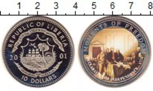 Монета 10 долларов Либерии 2001 года Медно-никель `Серия ``Моменты Свободы``