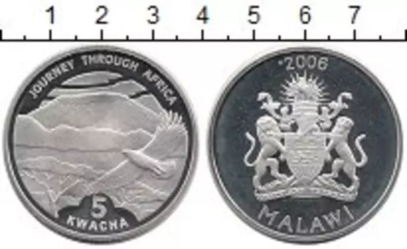 Монета 5 квач Малави 2006 года Серебро Орел