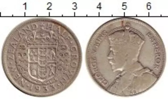 Монета 1/2 кроны Новой Зеландии 1933 года Серебро Георг V