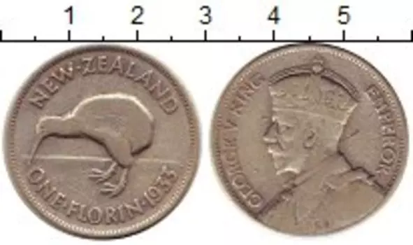 Монета флорин Новой Зеландии 1933 года Серебро Георг V