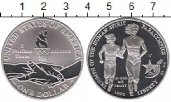 Монета доллар Америки 1995 года Серебро Паралимпийские игры 1996