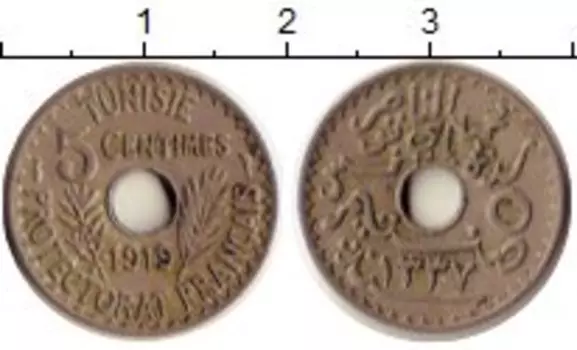 Монета 5 сантим Туниса 1919 года Медно-никель Французский протекторат