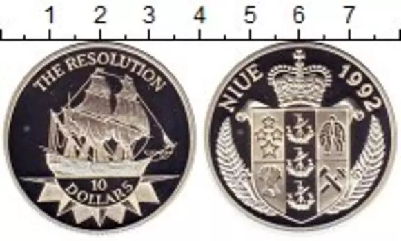 Монета 10 долларов Ниуэ 1992 года Серебро Корабль
