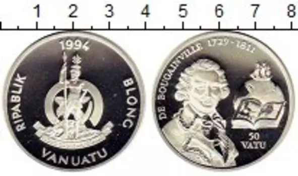 Монета 50 вату Вануату 1994 года Серебро Де Буганвилль
