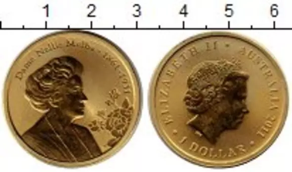 Монета доллар Австралии 2011 года Латунь Австралийская певица Нелли Мельба