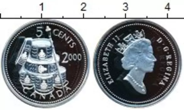 Монета 5 центов Канады 2000 года Серебро Елизавета II