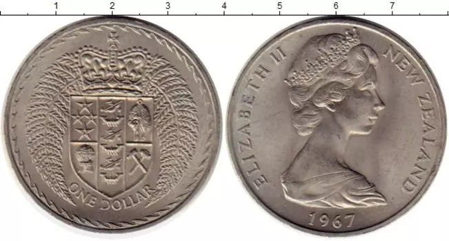 Монета доллар Новой Зеландии 1967 года Медно-никель Елизавета II