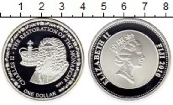 Монета доллар Фиджи 2010 года Посеребрение Карл II