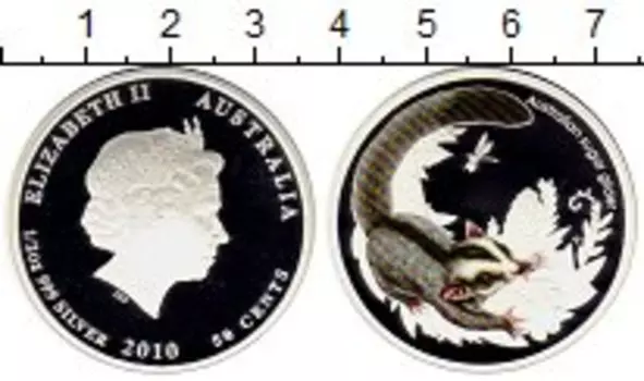 Монета 50 центов Австралии 2010 года Серебро Белка летяга