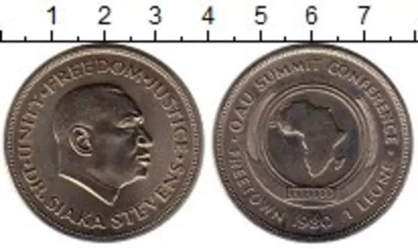 Монета леоне Сьерры-Леоне 1980 года Медно-никель Конференция стран ОАЕ