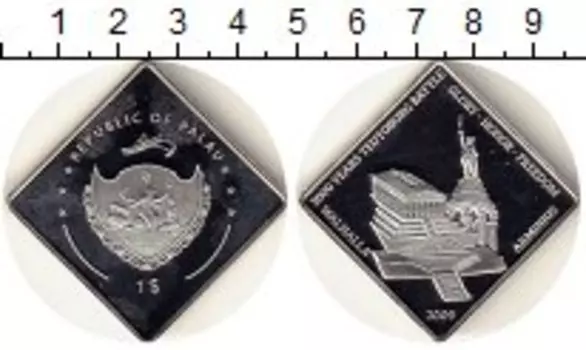 Монета доллар Палау 2009 года Посеребрение 2000 лет Битве в Тевтобургском лесу