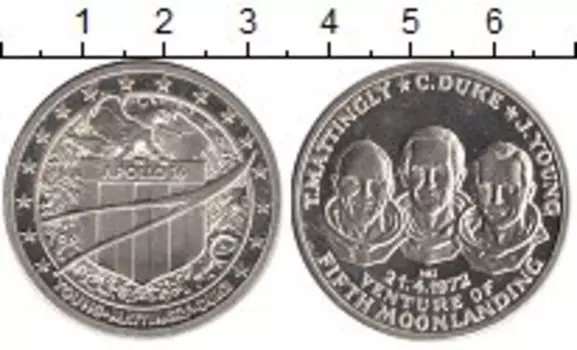 Монета Жетон Америки 1972 года Серебро 5 - я лунная экспедиция