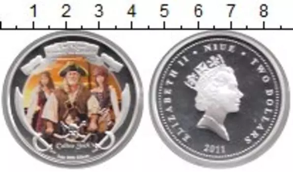 Монета 2 доллара Ниуэ 2011 года Серебро Знаменитые пираты, Калико Джек