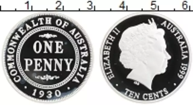 Монета 10 центов Австралии 1999 года Серебро Монеты в серебре, Елизавета II