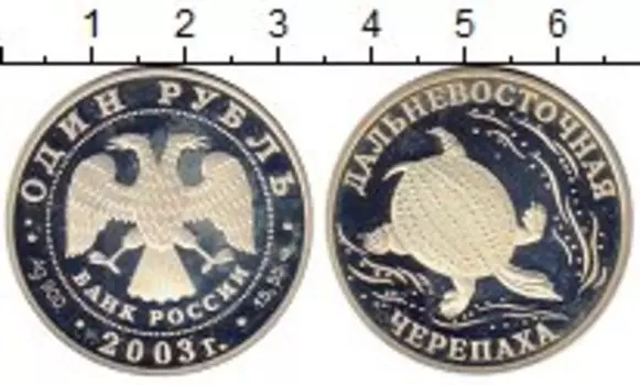 Монета рубль России 2003 года Серебро Дальневосточная черепаха