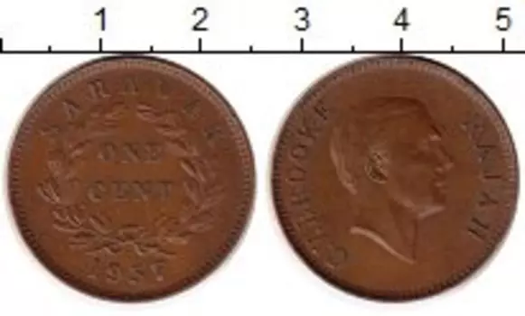Монета цент Саравака 1937 года Бронза Раджа Чарльз Брук