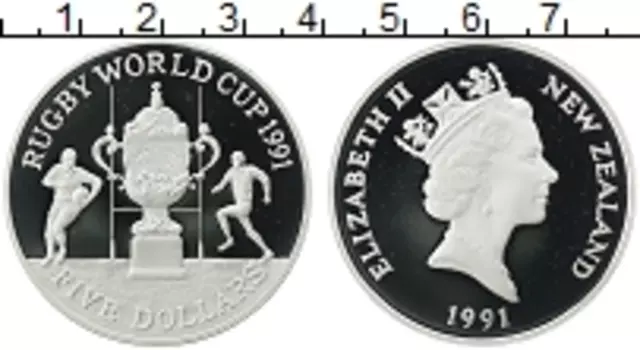 Монета 5 долларов Новой Зеландии 1991 года Серебро Елизавета II