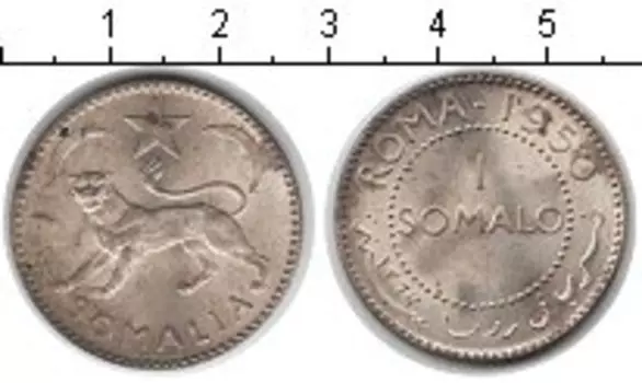 Монета сомало Сомали 1950 года Серебро Леопард