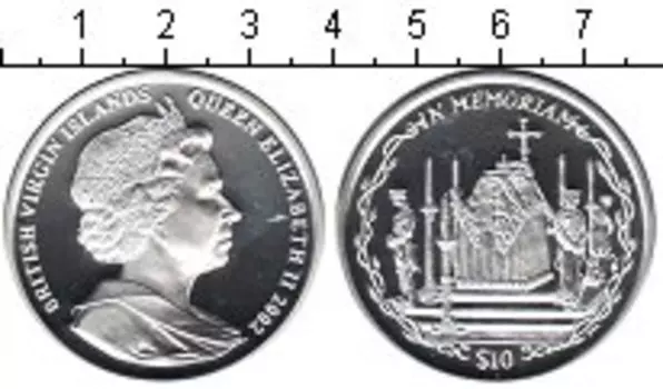 Монета 10 долларов Виргинских островов 2002 года Серебро Мемориал