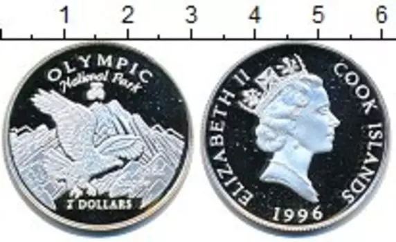 Монета 2 доллара Островов Кука 1996 года Серебро Елизавета II