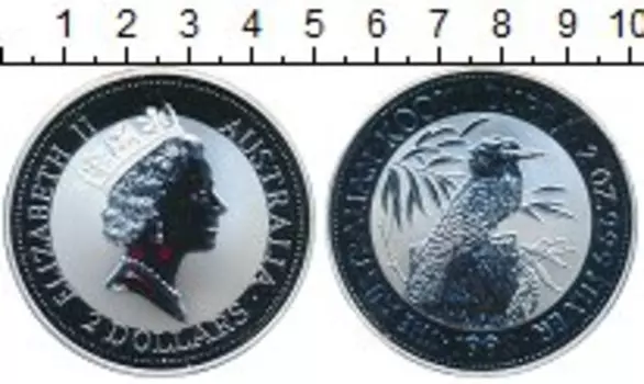 Монета 2 доллара Австралии 1992 года Серебро Кукабара