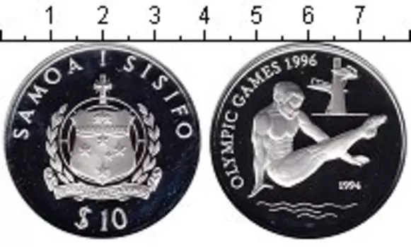 Монета 10 долларов Самоа 1994 года Серебро Олимпийские игры 1996