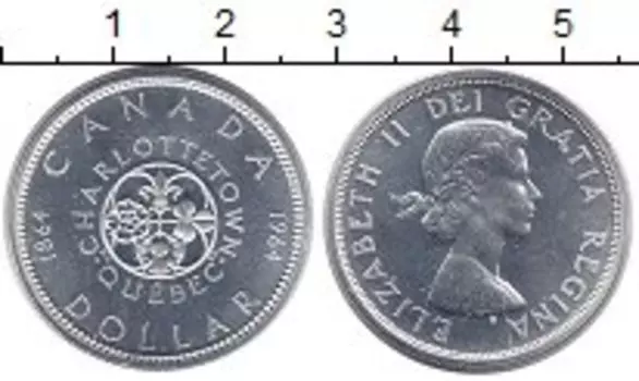 Монета доллар Канады 1964 года Серебро Елизавета II