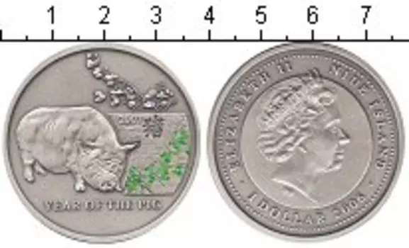 Монета доллар Ниуэ 2006 года Серебро Год кабана