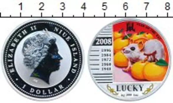 Монета доллар Ниуэ 2008 года Серебро Елизавета II
