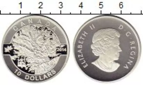 Монета 10 долларов Канады 2014 года Серебро Елизавета II