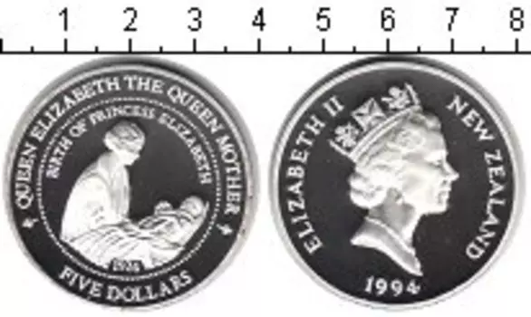 Монета 5 долларов Новой Зеландии 1994 года Серебро Елизавета II