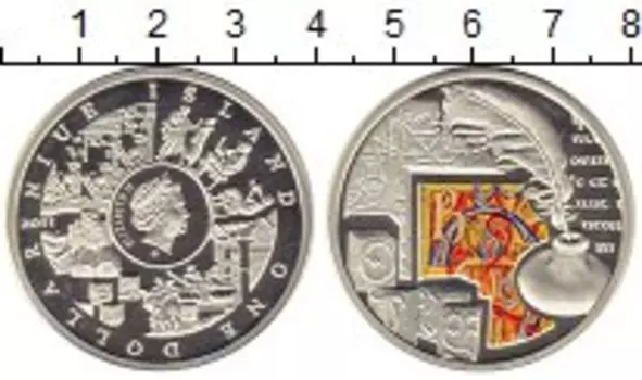 Монета доллар Ниуэ 2011 года Серебро Письменность,Елизавета II