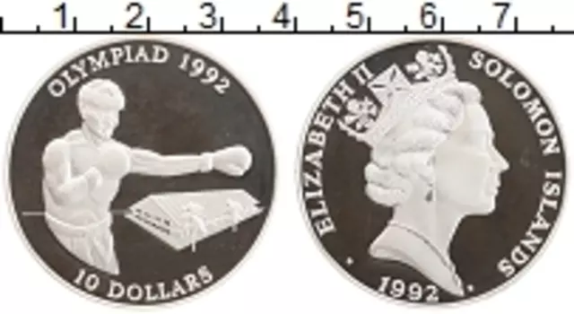 Монета 10 долларов Соломоновых островов 1992 года Серебро Олимпийские игры 1992