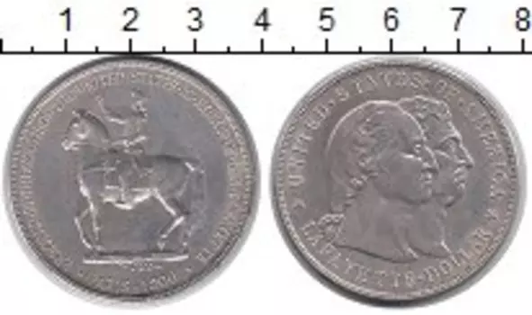 Монета доллар Америки 1900 года Серебро Джордж Вашингтон и маркиз Ла Файет