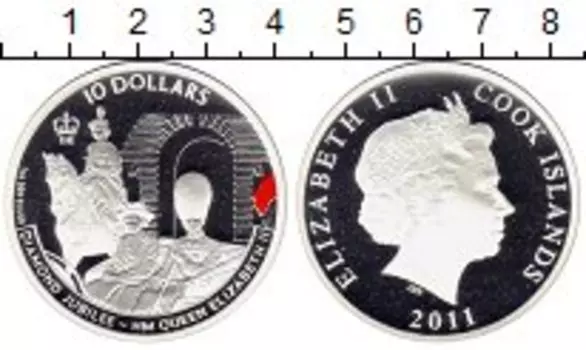Монета 10 долларов Островов Кука 2011 года Серебро Цифровая печать