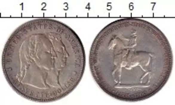 Монета доллар Америки 1900 года Серебро Джордж Вашингтон и маркиз Ла Файет