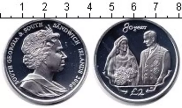 Монета 2 фунта Сандвичевых островов 2006 года Серебро 80 лет со дня рождения Елизаветы II