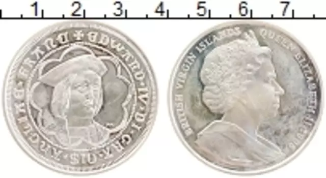 Монета 10 долларов Виргинских островов 2008 года Серебро Елизавета II