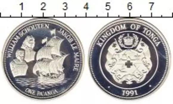 Монета паанга Тонги 1991 года Серебро Корабль