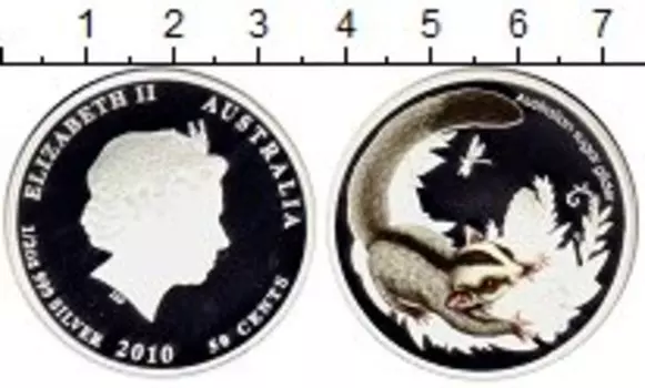 Монета 50 центов Австралии 2010 года Серебро Белка летяга