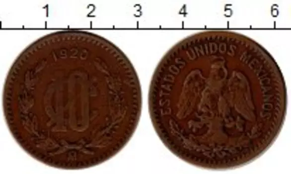 Монета 10 сентаво Мексики 1920 года Бронза